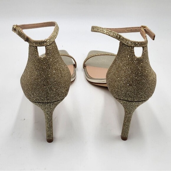 *NWOB Stuart Weitzman Nudistcurve Womens gold glitter ankle strap sandals 9M - Picture 4 of 7